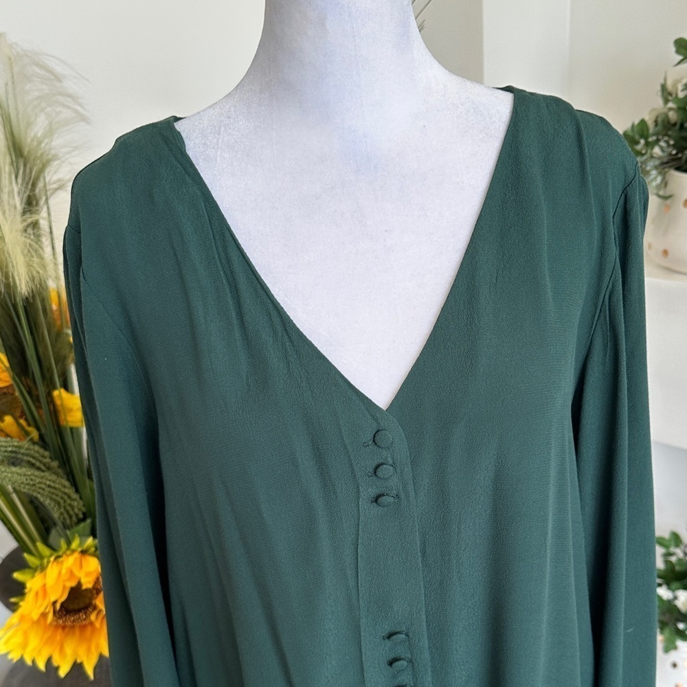 Madewell Forest Green Button-Front Mini Dress - Picture 6 of 10